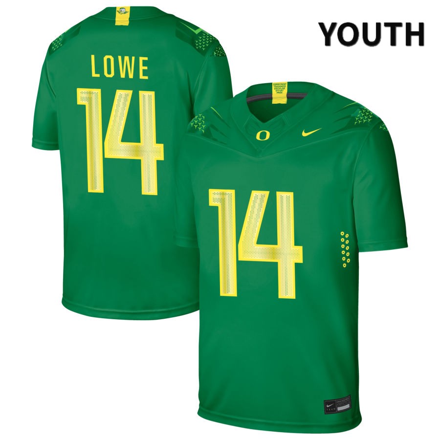 Oregon Ducks Youth #14 Justius Lowe Football College Authentic Green NIL 2022 Nike Jersey KOM35O0F